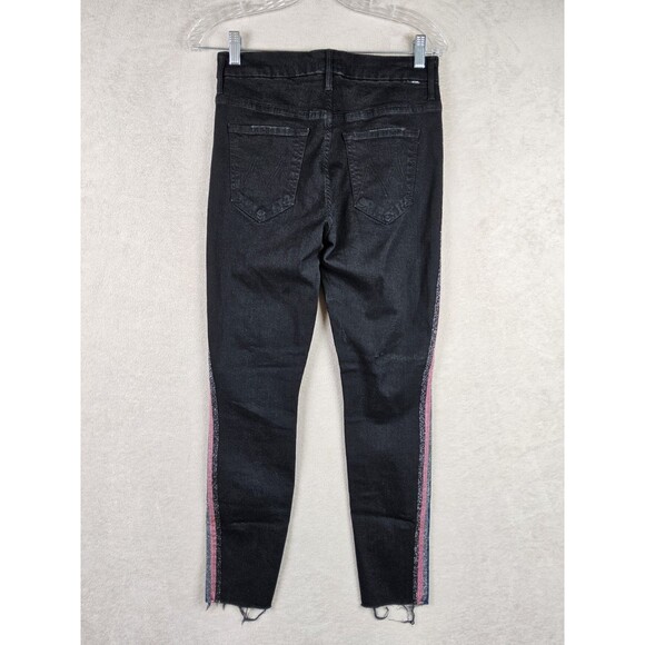 Mother High Waisted Looker Ankle Fray Glitter Racer Jeans Size 28 - Picture 2 of 5